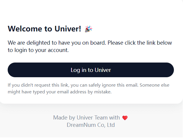 Welcome Email